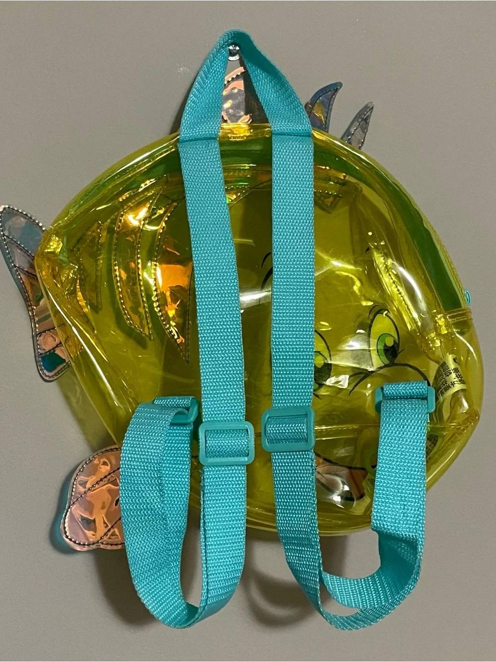 Disney Flounder The Little Mermaid Clear Yellow Backpack Iridescent Fins - OS